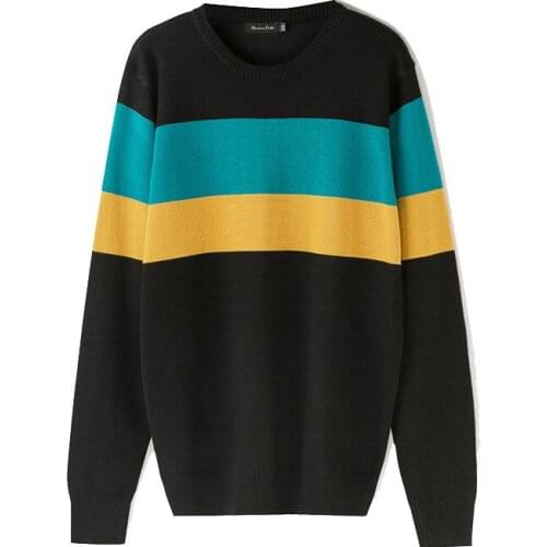 Men pullover sweaters 2019 Autumn new solid cotton O neck sweater patchwork knitted jumpers Winter male knitwear man Black Green