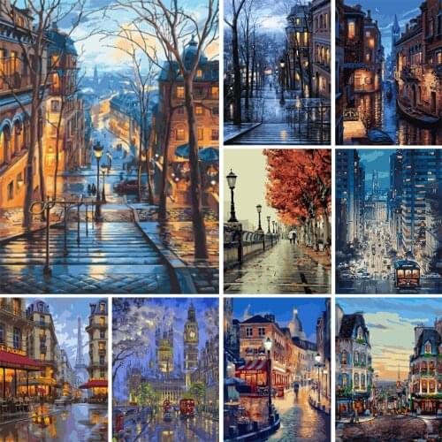 5D DIY Street Scenery Diamond Painting Rhinestone Picture Full Diamond Embroidery Cross Stitch Kit Mosaic Home Decoration Gift