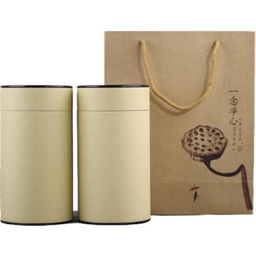 Set Gift Paper Tea Box Matcha Tea Cardboard Packaging Round Cylinder Can Suitcase Craft Paper Box with Custom Paper Sticker Logo