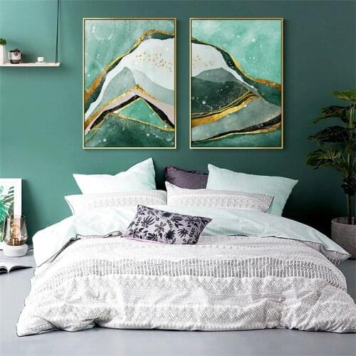 Nordic Abstract Geometric Mountain Landscape Wall Canvas Painting Poster and Print Wall Picture For Living Room Sofa background
