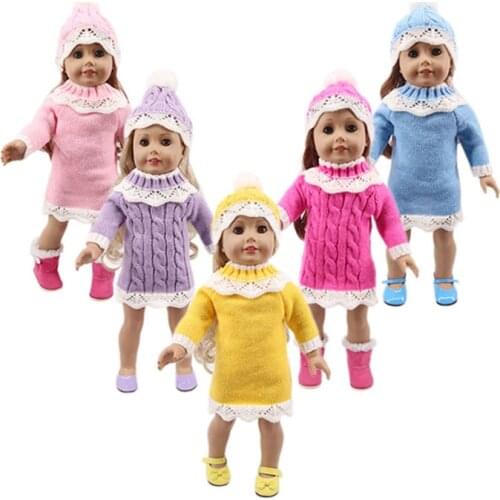 Doll Clothes Dresses Hats & Sheath Dresses Two-Piece Suit For 18 Inch&43 Cm Dolls&New Born Baby Generation Girls Birthday Gifts