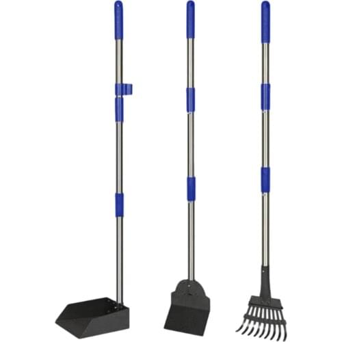 Dog Pooper Scooper with Metal Rake Tray & Spade for Large Medium Small Dogs Pets Great for Grass Dirt Gravel