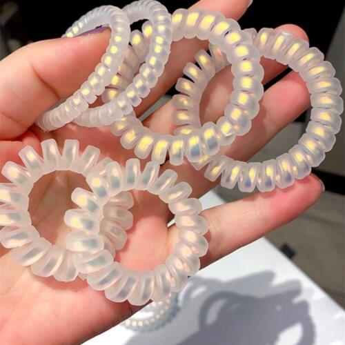Transparent Telephone Wire Elastic Hair Band Rope Colorful Rubber Bands Scrunchies Ponytail Holder Gum For Women Girls Hair Tie