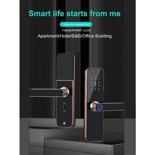 S806 Digitial Smart Tuya TTLock APP Fingerprint Password Key Card Wifi Smart Door Lock