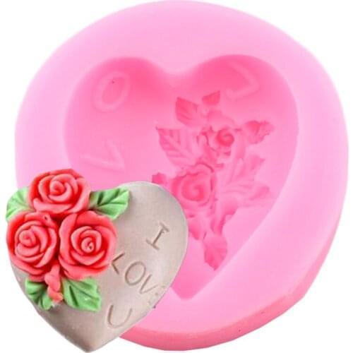 Heart Shape Flower Silicone Mold Rose Fondant Wedding Cake Decorating Tools Chocolate Gumpaste Mould Polymer Clay Candy Moulds