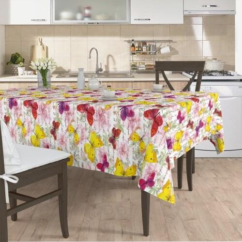 Table cloth living room kitchen cover runner pattern white color butterfly pattern micro fabric cover free shipping