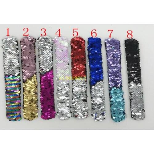Slap Bracelets For Girls Boys Bling Bling 17 Colors Sequins Mermaid Bracelet Kids Shine Party Wristbands Birthday Gift Free Ship