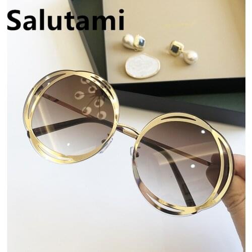 2020 New Fashion Luxury Brand Alloy Round Sunglasses For Women Chic Circle Gradient Sun Glasses Female Goggle Shades Ins Hot
