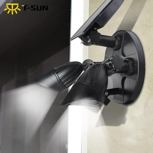 T-SUN Double-headed Motion Sensor solar Wall light Adjustable IP65 Waterproof Solar Light Outdoor Street /Garage /Garden Lights