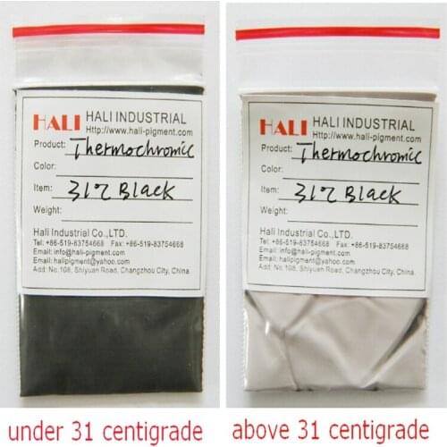 Heat sensitive pigment, active temperature:31 centigrade, 7 colors for reference