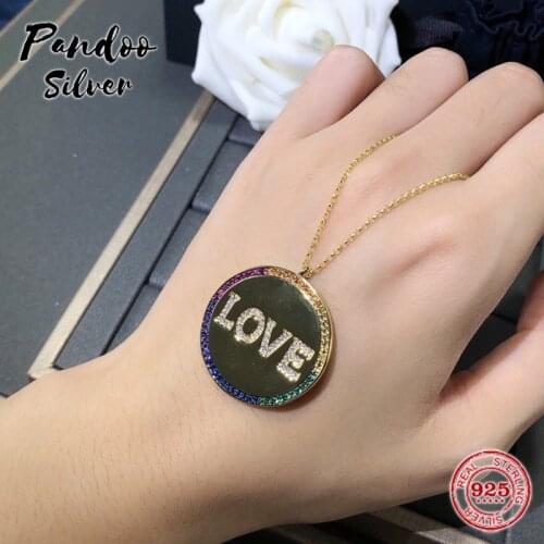 High Quality S925 Sterling Silver Jewelry 1:1 Copy,Yellow Silver Rainbow LOVE Adjustable Necklace For Women Party Jewelry Gift