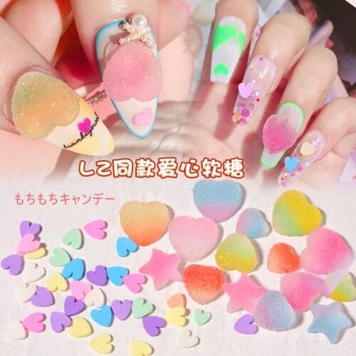 Japanese nail art decoration acrylic soft heart/star candy sweet fudge summer nail art accessories nail colorful soft clay charm