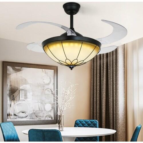 YEELED Light 42" Retro Ceiling Fans with Remote Control 3 Light and 3 Fan Speeds Invisible Ceiling Fan Chandelier for Indoor