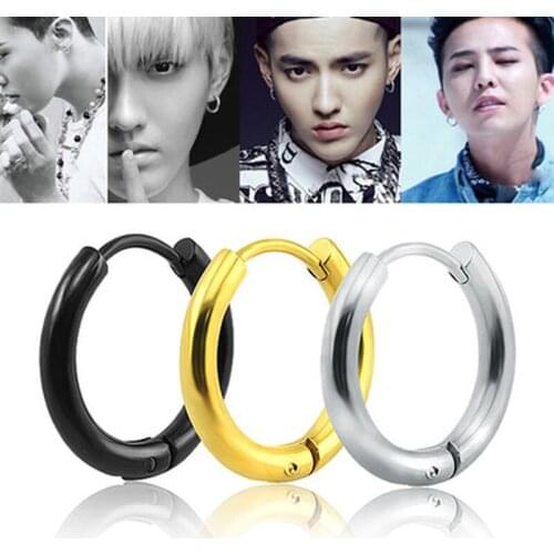 1 Pair Punk Stud Earrings Circle Stainless Steel Stud Earrings For Men and Women Gothic Street Pop Hip Hop Ear Jewelry