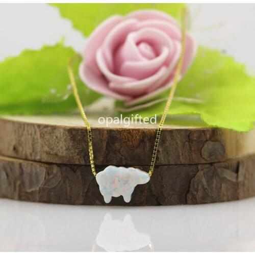 1pc Free Shipping New Arrived 8*12mm Synthetic OP18 white sheep shape Opal Pendant opal Necklace Lovely sheep necklace Gifted