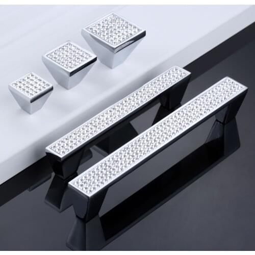 1Pc Crystal Glass Decorating Handle Knob Rhinestone Cupboard Drawer Pull Kitchen Cabinet Door Furniture Handle With Screws