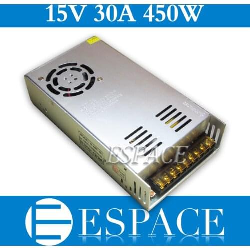 10pcs/lot 15V 30A 450W Switching Power Supply Driver for CCTV camera LED Strip AC 100-240V Input to DC 15V free fedex