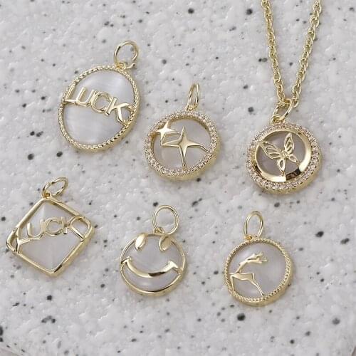 10pcs/lot stone Butterfly alphabet smiley stars core rounds/ovals/square shape copper charms diy earring/necklace accessory