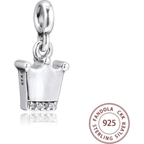 100% 925 Sterling Silver My Crown Dangle Charms Small Hole Beads for Jewelry Making Fits Original Me Bracelet Argent Kralen