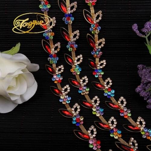 2017 Hot style 2.3*3.1 cm Craft Rhinestones Decorated Ribbon Trim For Dress Wedding Clothes Decoration Accessories