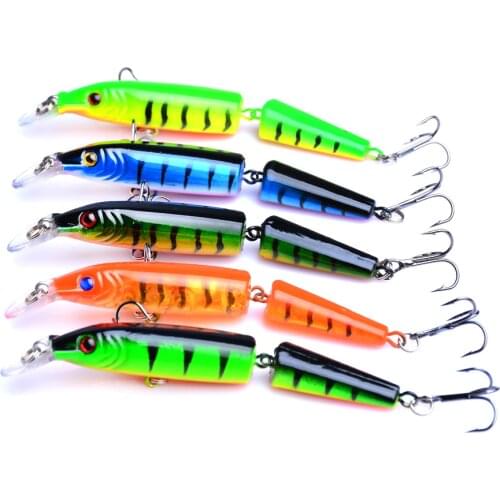 5pcs 3D Eyes Lifelike 10cm 2 Segments Jointed Fishing Lures Spinner Crankbaits sharp Hooks Baits Assorted Fish Tackle Pesca