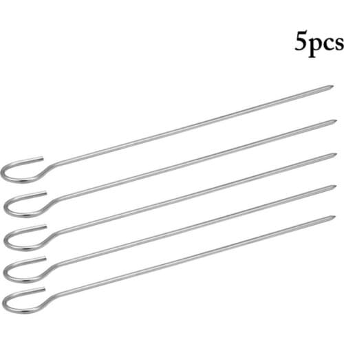 5 Pcs/Set Stainless Steel Skewers Shish Kebab Household Skewers Barbecue Reusable Camping Flat Forks Grill Kitchen BBQ Tools Set