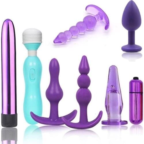 8pcs/lot Silicone Beads Anal Plug G Spot Vibrator Anus Massager Adult Sex Toys For Men Women Clit Stimulation Sex Product Set