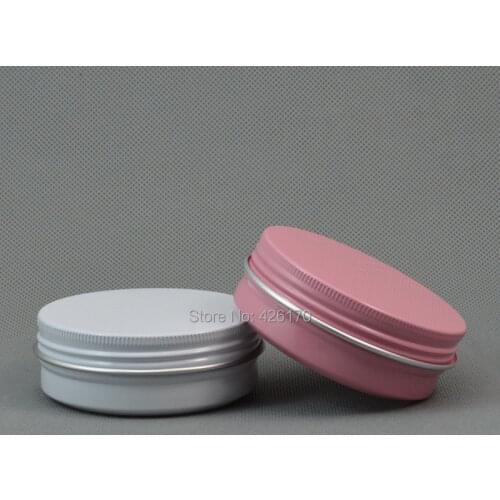 60g Aluminum Cosmetic Jar Container Pink / White Screw Thread 100pcs/lot 60ml Makeup Container Factory Wholesale Free Shipping