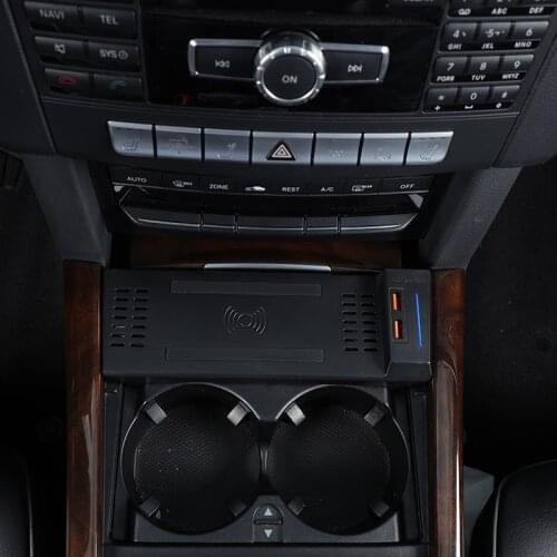 Car QI wireless charger for Mercedes Benz W212 E Class 2010 2011 2013 2014 2015 15w fast charger phone charger charging holder