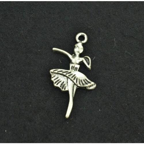 Free Shippin 20 pcs 32*18 mm antique silver color Alloy Ballet girl charms Pendant Jewelry Findings I144