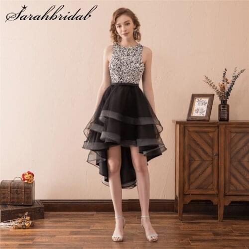 Sparkle Homecoming Dresses Scoop Neck Sleeveless A Line Cocktail Gown Sequins Tiered Skirts Short Hi Lo Vestidos Cortos 6670