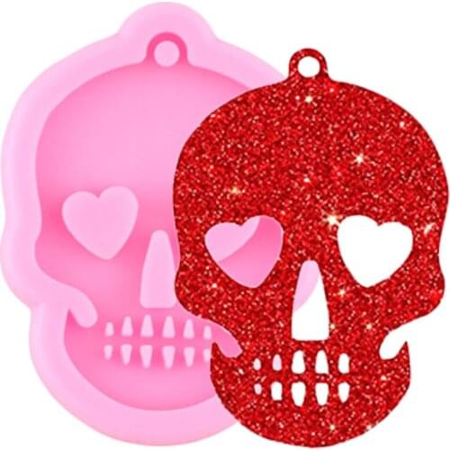 Shiny Ghost Head Skull Silicone Keychains Mold Pendant Jewelry Making Epoxy Resin Molds Chocolate Fondant Cake Decorating Tools