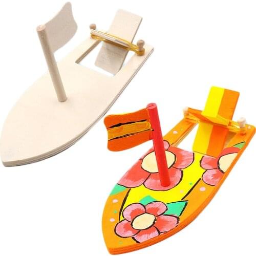 DIY Blank Sailboat Model Kindergarten Children Painted Wooden Boat Handmade Kits Educational Puzzle Toys