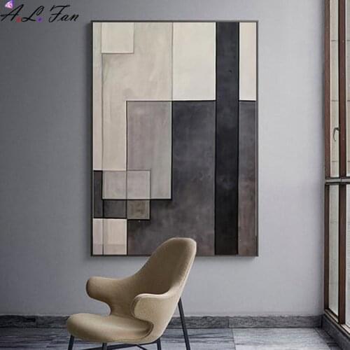 Geometric abstract painting modern industrial style canvas poster print minimalist wall art images for living room home decor