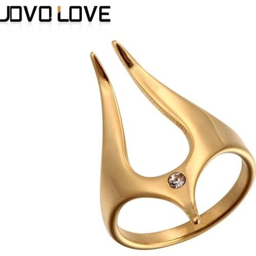 JOVO Exclusive Fox Shape Hollow Out Rings for Women High Quality Stainless Steel Women Rings Jewelry Trendy Gold Color Ring Gift
