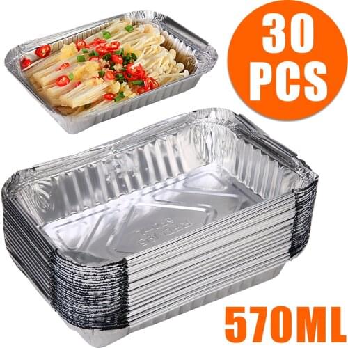 30pcs Disposable BBQ Drip Pans Aluminum Foil Grease Drip Pans Recyclable Grill Catch Tray For Weber Outdoor Supplies