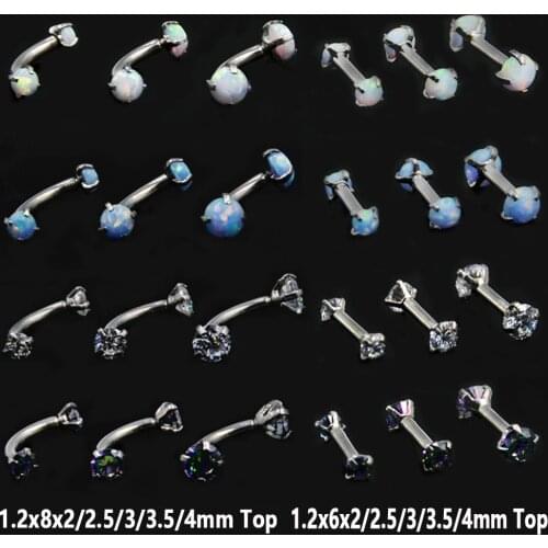 Showlove-1PC Surgical Steel Opal Zircon Eyebrow Ring Horseshoe Ear Tragus Cartilage Earring Industrial Barbell Piercing Jewelry