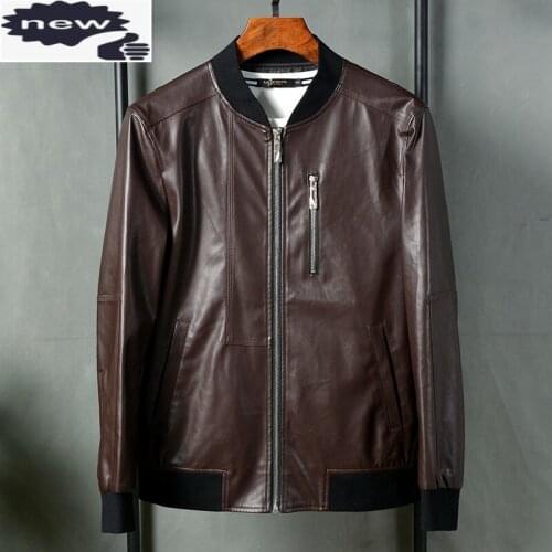 Fashion Men Business Work Casual Pu Jacket Stand Collar Bomber Coat Vintage Slim Fit Office Man Faux Leather Outerwear