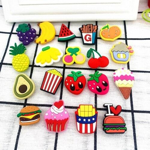 1PCS Hot Selling Cartoon Fruit Series Silicone Shoes Charms For Kids Gifts Croc JIBZ Watermelon Accessories Banana Slipper Decor