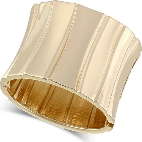 HAHA&TOTO New Trendy Statement Bangle Cuff Bracelet for Women Metal Polished Chunky Bracelet Bangle Party Wedding Pulseira