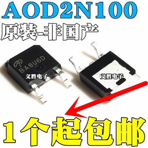 New and original AOD2N100 MOS Field effect tube 2A 1000V TO252 D2N100 Parameters N channel 100 v 2 a package TO252 field effect
