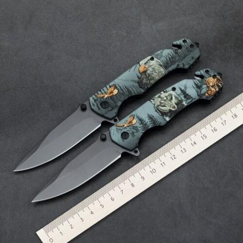 Camping Hunting Knives 5CR13MOV Blade Folding Knife Beautiful Pattern EDC Sef Defense Survival Knife Outdoor Tools