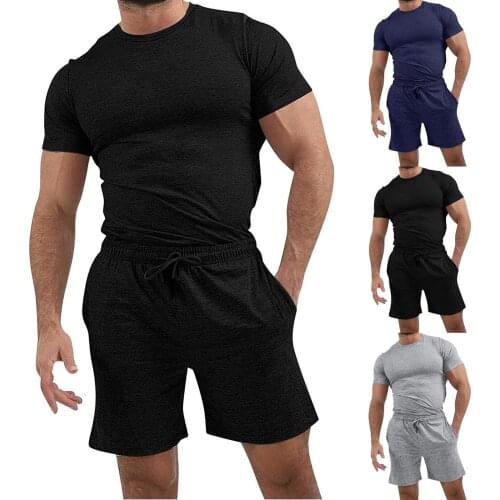 Casual MenS Sets Fashion O-Neck T-Shirts Shorts Sets Solid Color Tracksuit Men Short Homme Two Piece Set Women Ropa Hombre