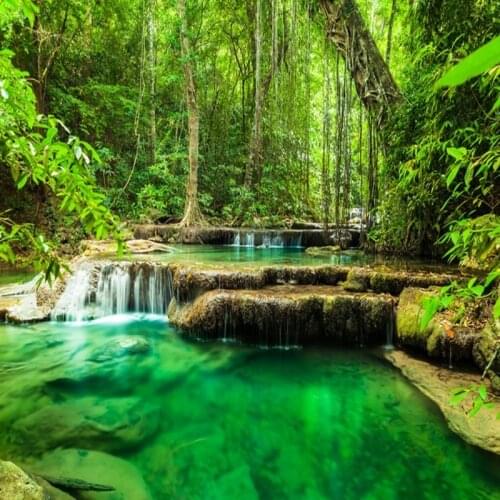 Dropship Colomac Green Wallpaper Green Blue Water Landscape Wall Forest Wallpaper 3d Foto Mural Bedroom Tapeta 3d Do Sypialni
