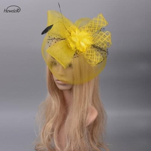 Bridal Lady Women Feather Fascinator Derby Hat Races Cocktail Party Hair Jewelry Clip Fancy Headdress Hairpiece Accessory 5color