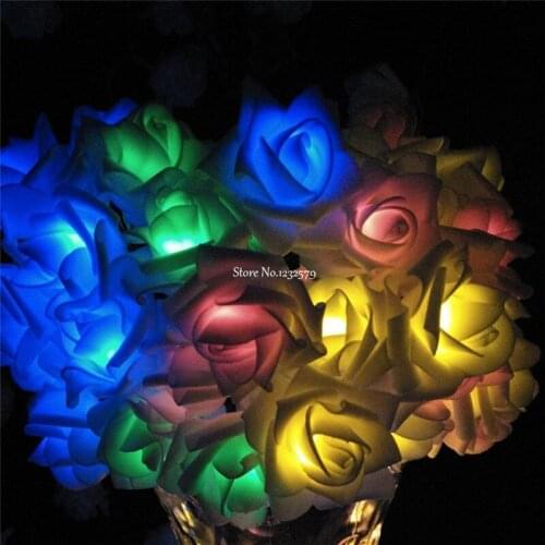 5M Solar Powered Wedding Decorations Lights Rose Flower Shape 20 LEDs String Light For Christmas Wedding Halloween Patio Party