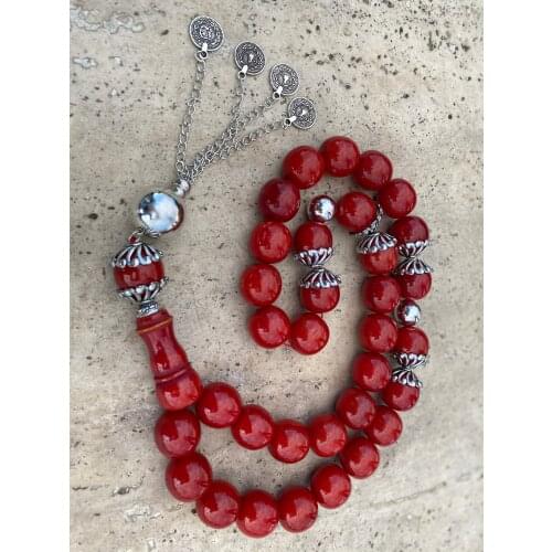 Tasbih Ottoman Faturan German Cherry Amber Sandalous Misbaha Rosary Free Shipping #23A