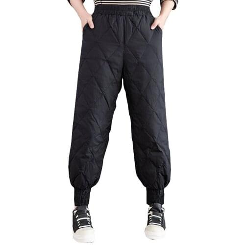 Warm Down Cotton Trousers Outer Wear Female Fashion Padded Pants 2021 Women Winter New Large Size Loose Warm Cotton Pants OK992