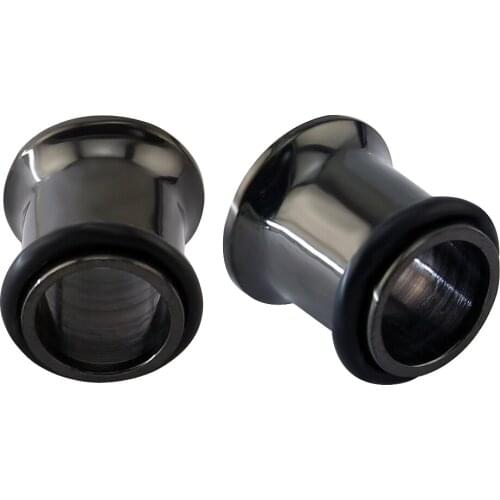 Stainlless Steel Plug Tunnels Body Piercing Jewelry Double Flare Ear Tunnel With Two Silicone Ring 4mm 6mm 8mm