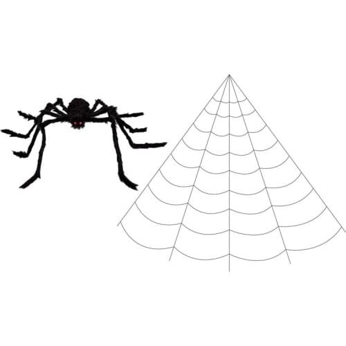 Outdoor Halloween Decorations 200Inch Spider Web And 49Inch Giant Spider Outdoor Halloween Decor Yard Party Supplies